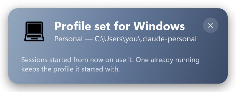 Profile set for Windows — the machine-wide profile switch landed (slate)